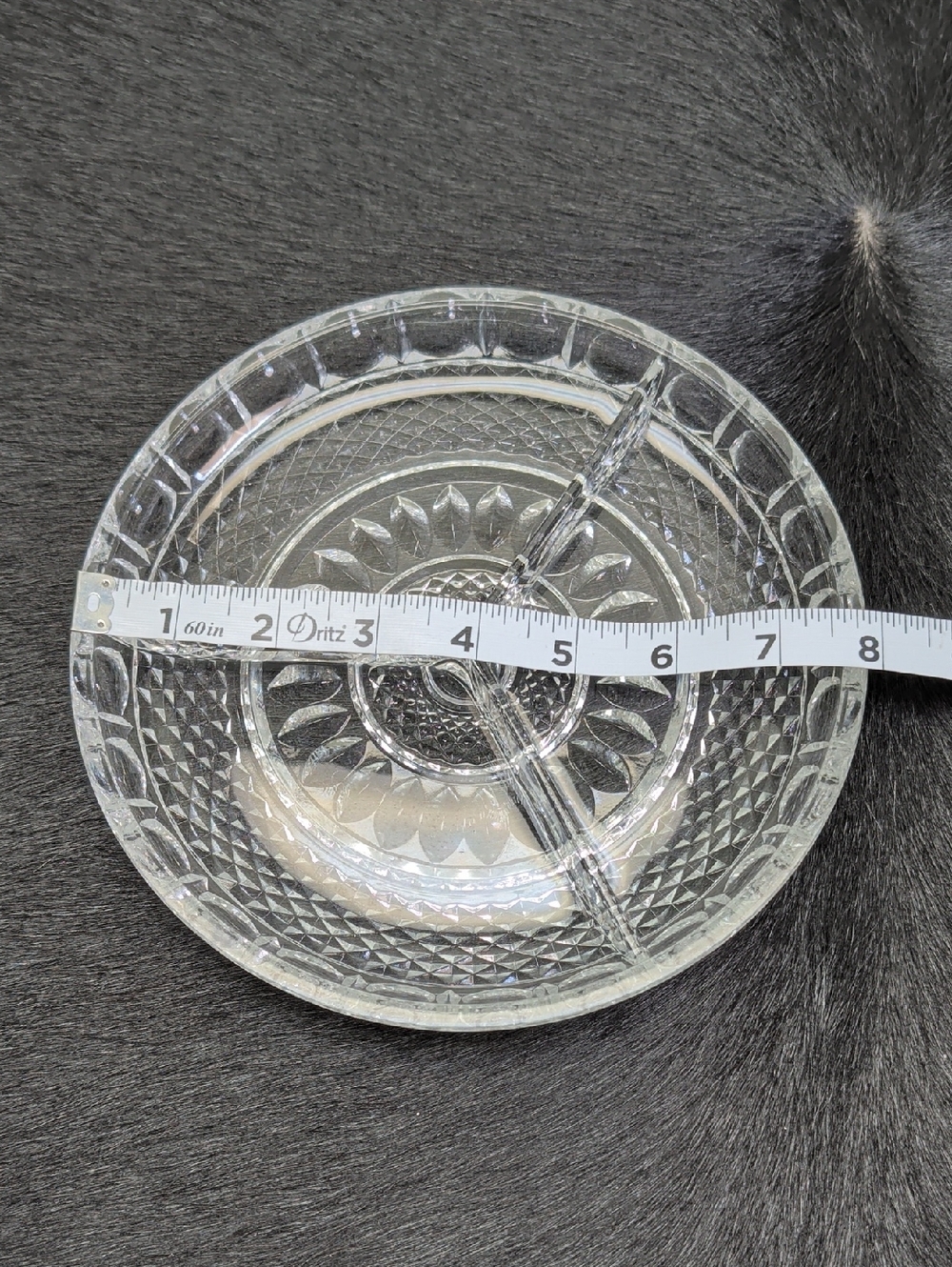 Lead Glass Relish Tray 3 Compartment - Picture 3 of 7